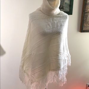 Beautiful Asymmetrical Knit Cowl Neck Poncho